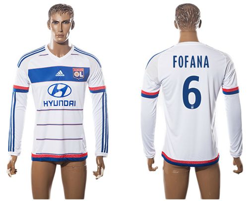 Lyon #6 Fofana Home Long Sleeves Soccer Club Jersey - Click Image to Close